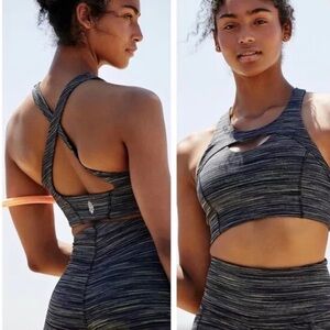 Free People FP Movement Womens XS Strut Chest Cutout Sports Bra Black Co…